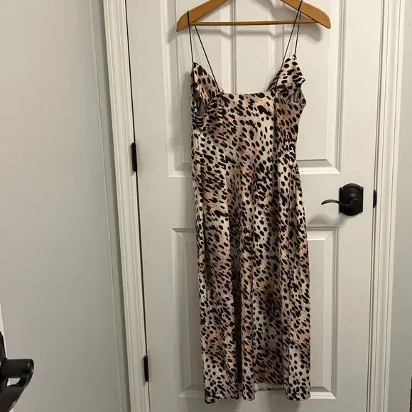 GOOD AMERICAN Leopard Print Strappy Slip  MIDI Dress Size 4 - Picture 5 of 5